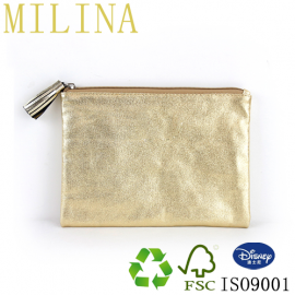 A4 Size Silver Waterproof Make-up Cosmetics Storage Bags for Travel Gold Color - copy