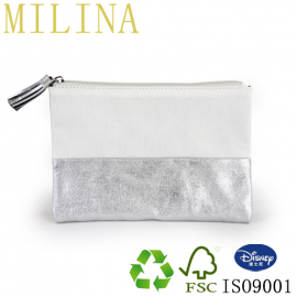 A4 Size Silver Waterproof Make-up Cosmetics Storage Bags for Travel Sliver Color