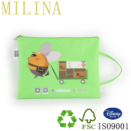 Polyester zipper closure cosmetics bags oxford fabric A4 files bags with coustom logo 