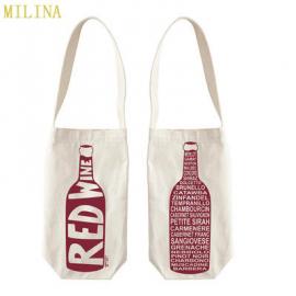 sigle bottle wine canvas bags with custom logo printed 