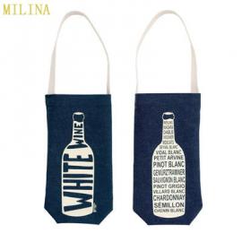 High quality  blue tote handmade wine bags custom logo jean canvas wine gift bags
